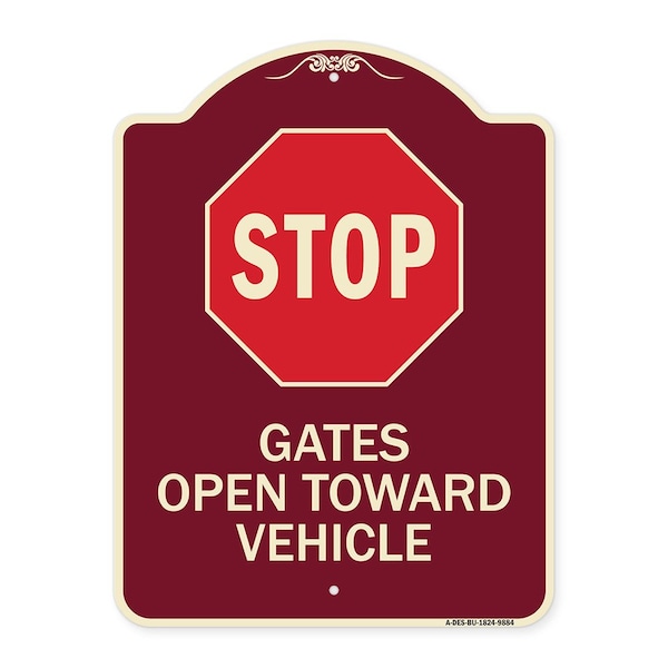 Designer Series-Stop Gates Open Toward Vehicle Burgungy Heavy-Gauge Alum, 24" x 18", BU-1824-9884
